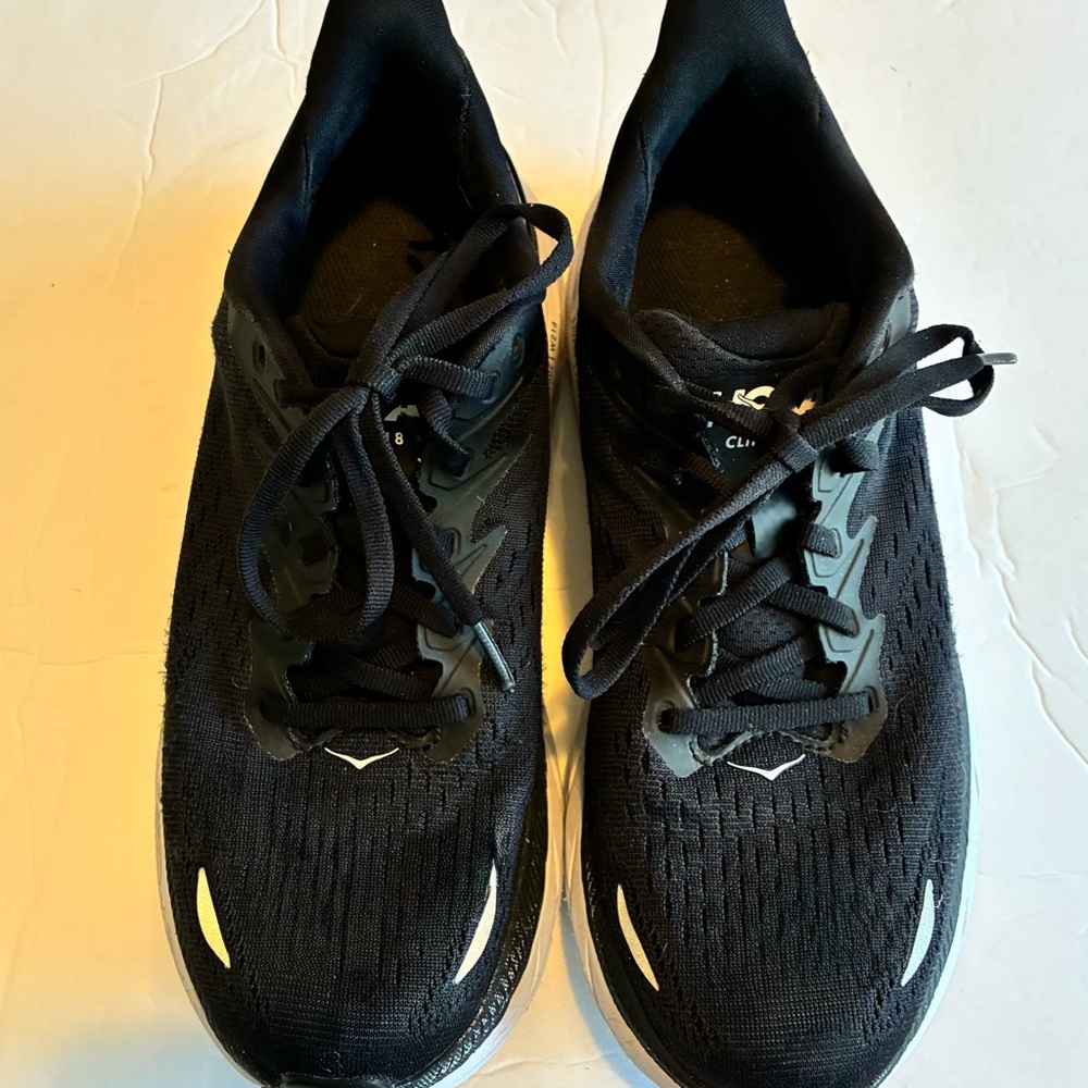 Hoka One Clifton 8  Black Athletic Shoes, great condition